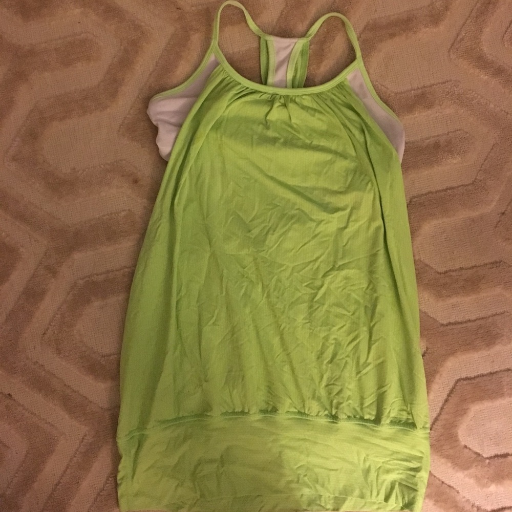 Green lululemon top with built in bra